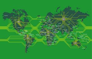 Фотообои Карта мира в зеленом цвете 3д