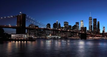 Фреска Силуэт Нью Йорка с мостом